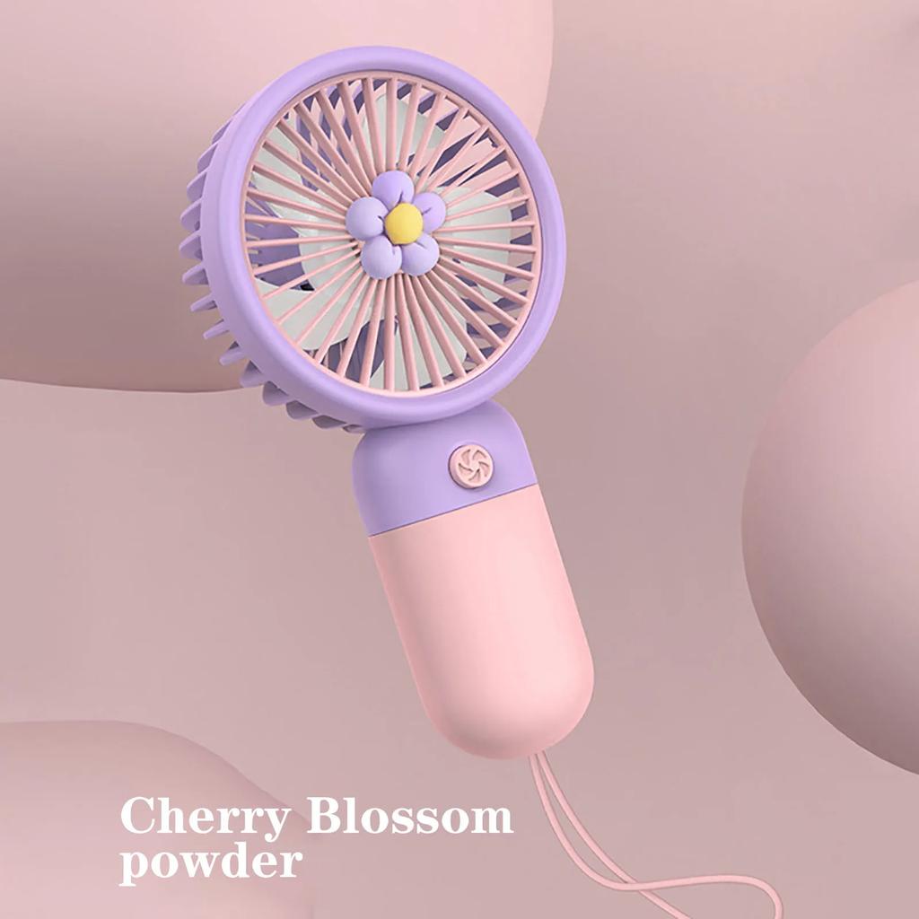 Portable Fan Cartoon Cute Fruit Flower Summer Flower Color Block Mini Handheld Small Fan Portable USB Charging Fan