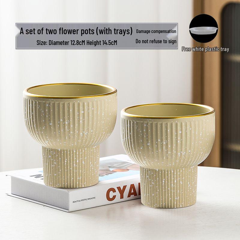 Nordic High-Leg Ceramic Orchid Pot: Durable, Artistic for Home or Balcony Use