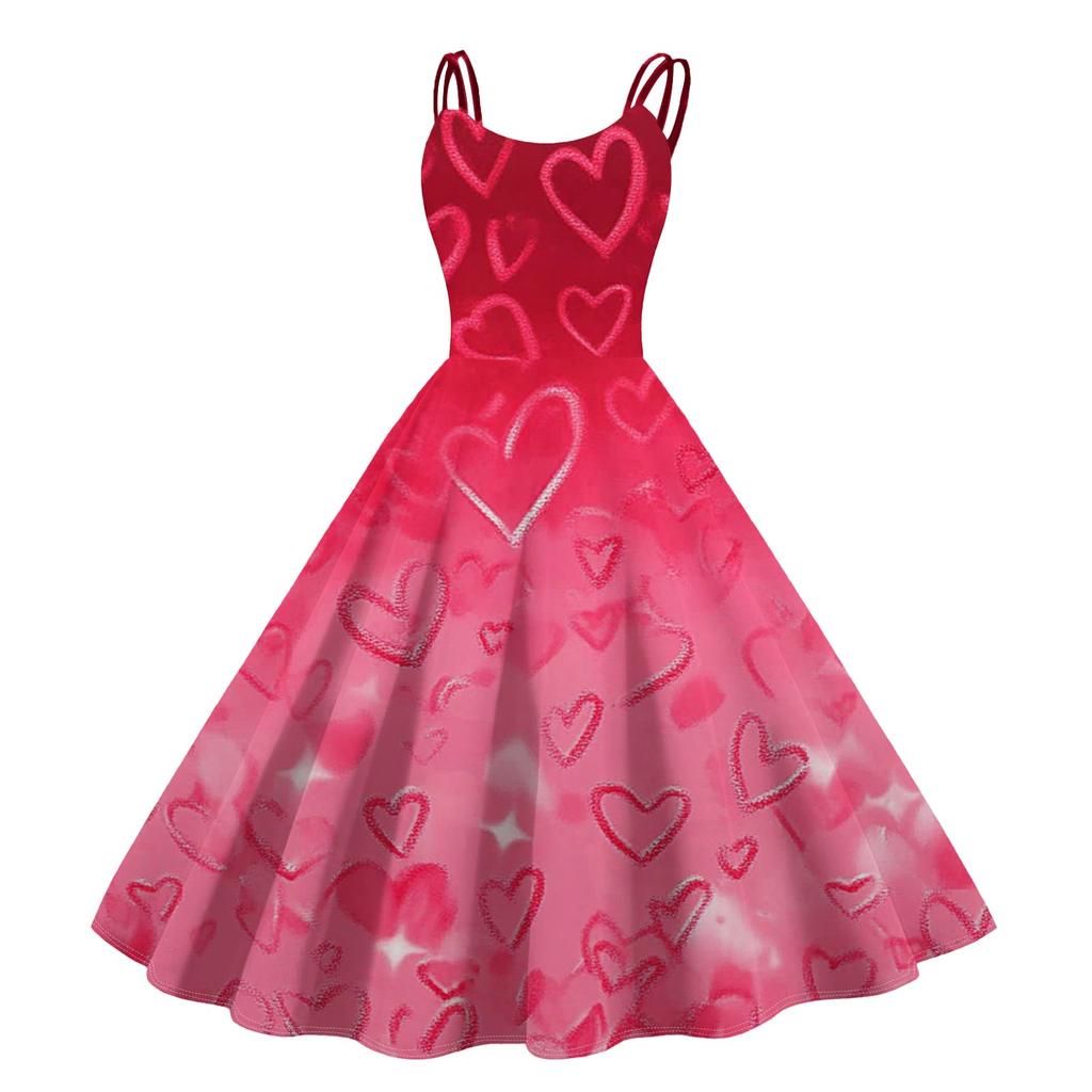 Moda Femei Valentine's Day Imprimat Sexy San bretele Gotic Rochie Cocktail Punk, Vintage Rochie.