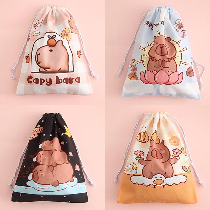 Capybara Travel Drawstring Tote Storage Bag Organizer Bag For Underwear Toy Handbag Storage Bag Cartoon Birthday Gift