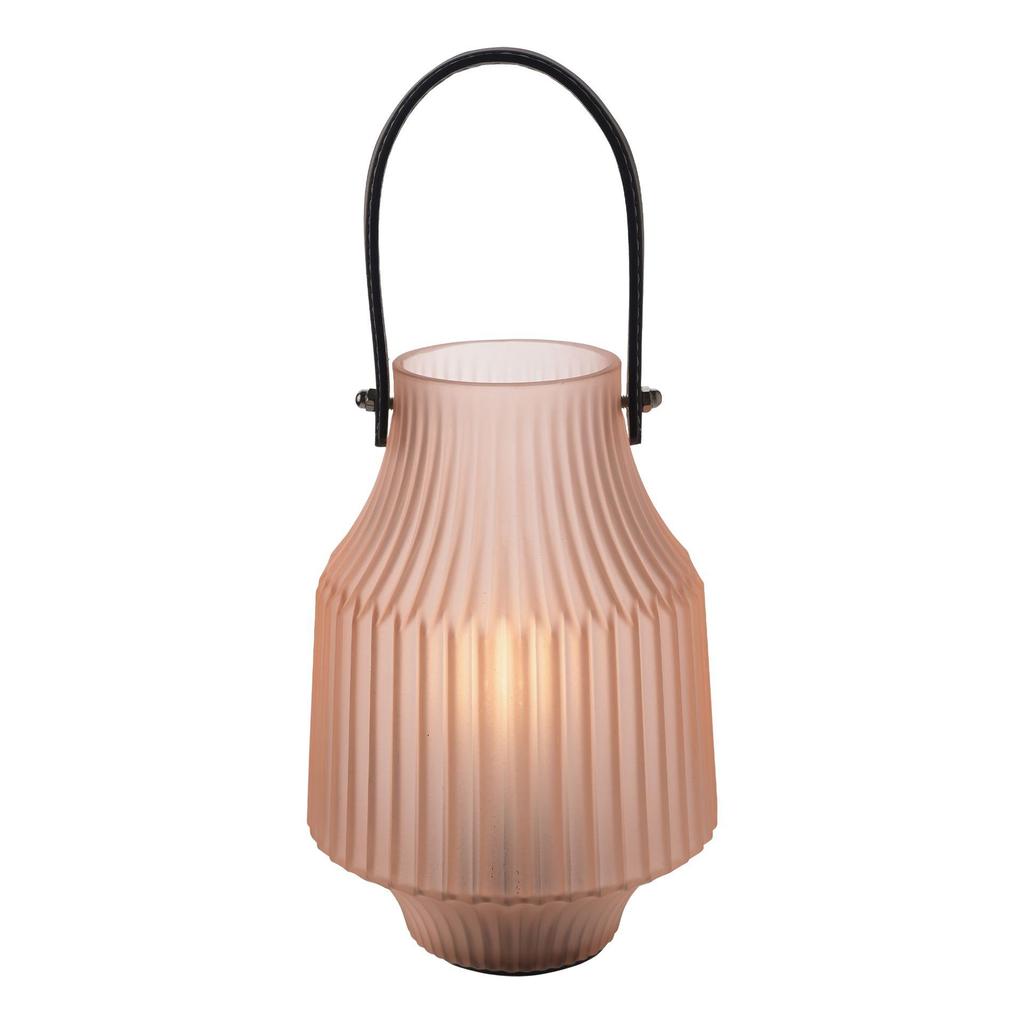 Hestia Battery Operated Portable Lantern Frosted Pink 15cm X 20cm