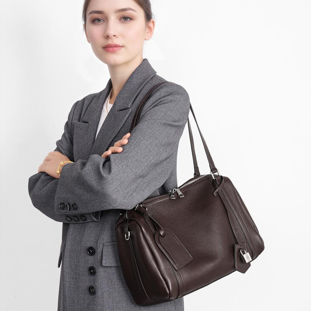 Autumn and Winter New First-layer Leather Shoulder Messenger Bag Korean Version Large-capacity Tote Bag Versatile Commuter Casual Armpit Bag