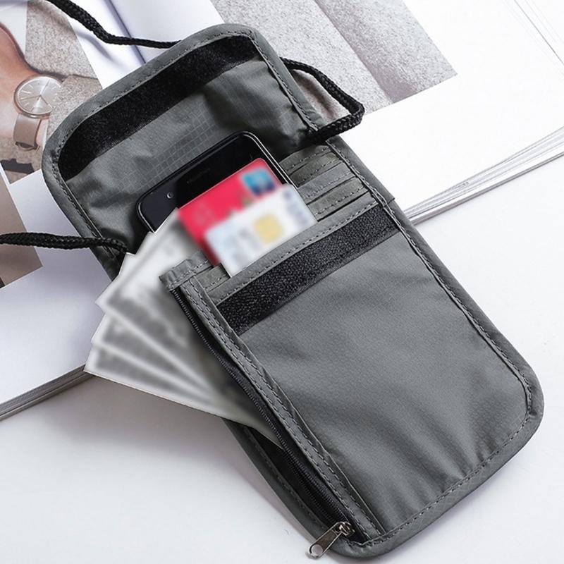 Blockierende Nackentaschen Handytasche für Männer und Frauen Kartenhalter Sichere Reisebrieftasche mit mehreren Fächern