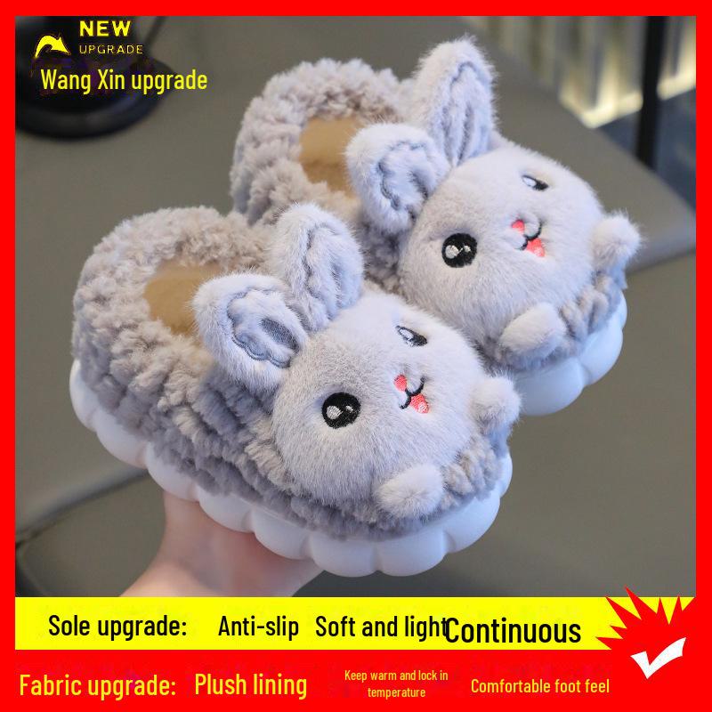 Children's Non-Slip Furry Cotton Slippers for Boys and Girls - Warm Winter Home Footwear with Parent-Child Options