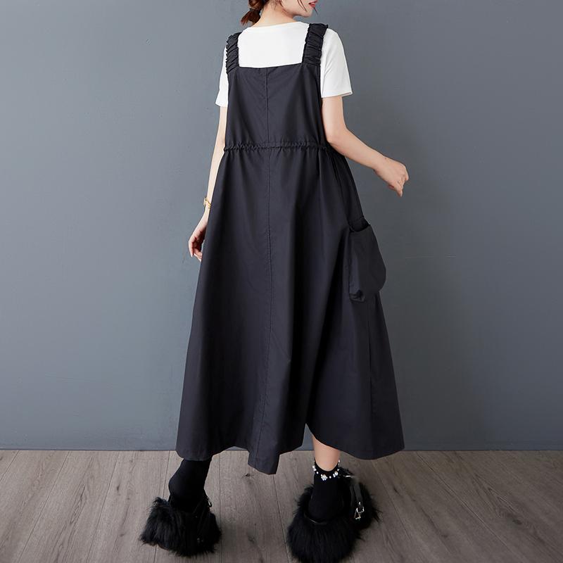 Dimanaf 2025 New Summer Dress Women Long Sleeveless Belt Dress Basic Solid Fashion Zipper Casual Loose