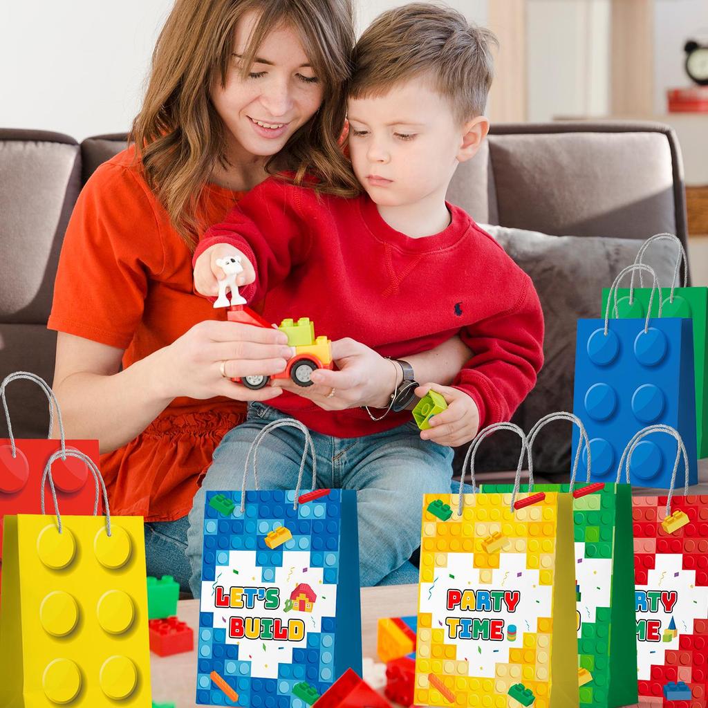 Sáčky na párty s kostkami, 24 ks Sada dárkových sáčků s kostkami - Párty sáčky s kostkami, Papírový sáček na párty s kostkami