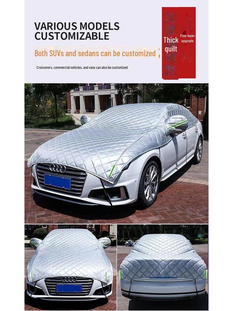 Gruba osłona przeciwsłoneczna, przeciwgradowa, półpokrowiec na samochód z izolacją cieplną