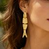ZA Retro Metal Fish-Shaped Women's Dangle Earrings - Light Luxury Design
