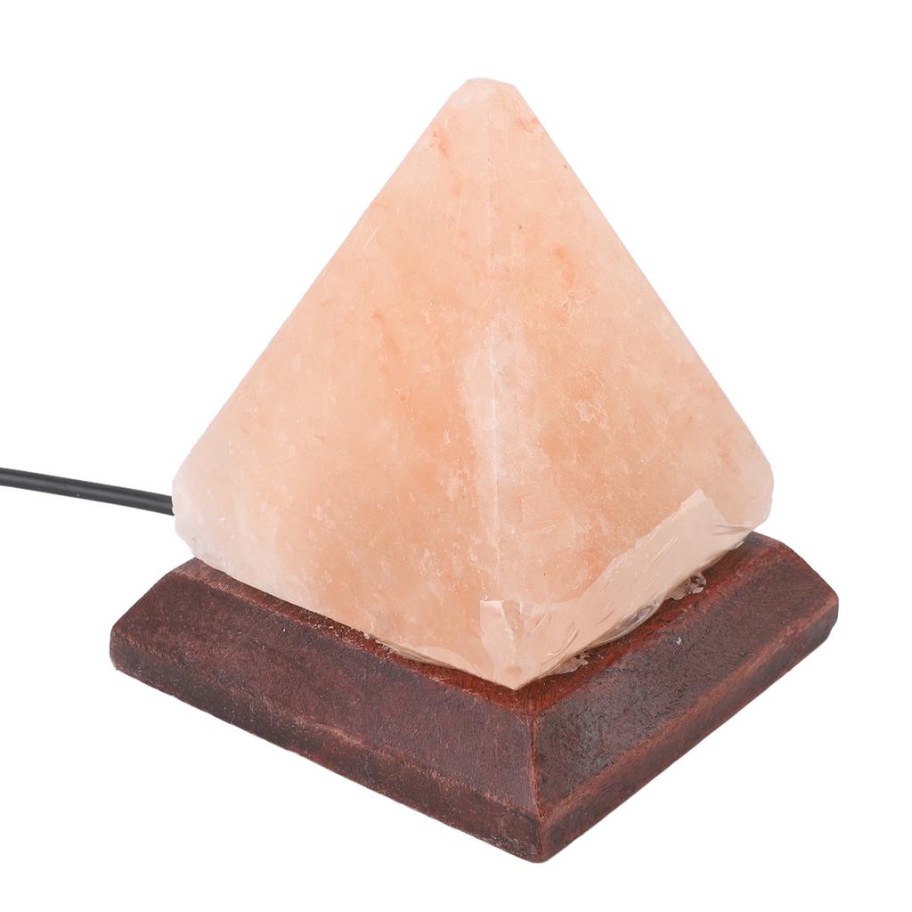 Himalayan Salt Lamp USB RGB 7 Colors Changing Hand Carved with Wood Base Pyramid Crystal Salt Rock