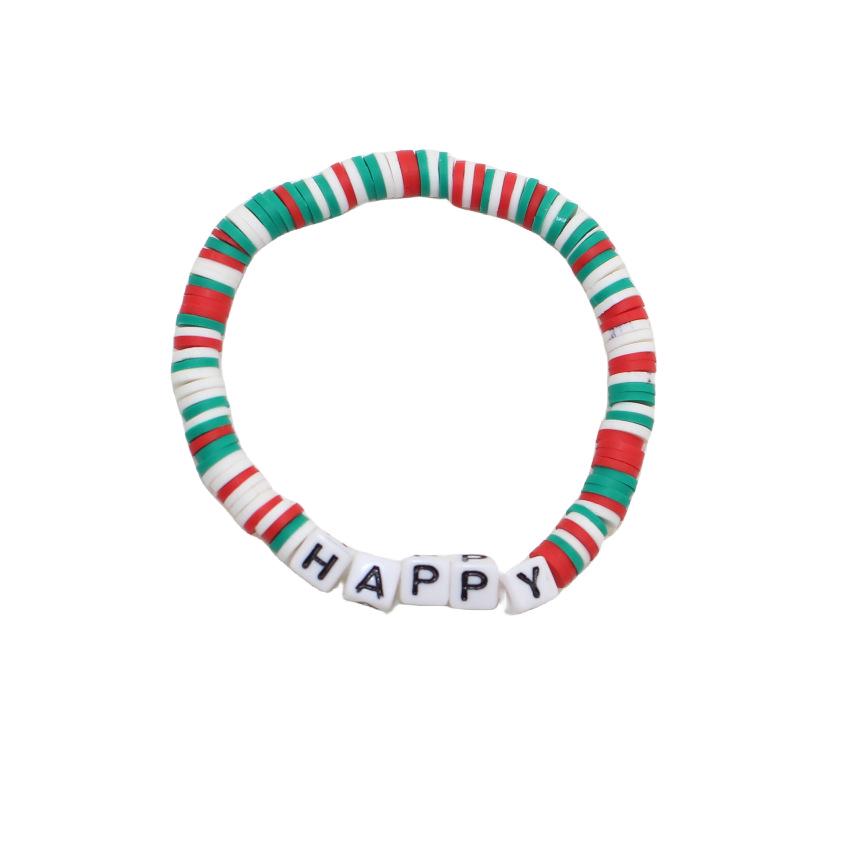 European & American Christmas Tree Letter Elastic Bracelets Set - Mixed Color Polymer Clay
