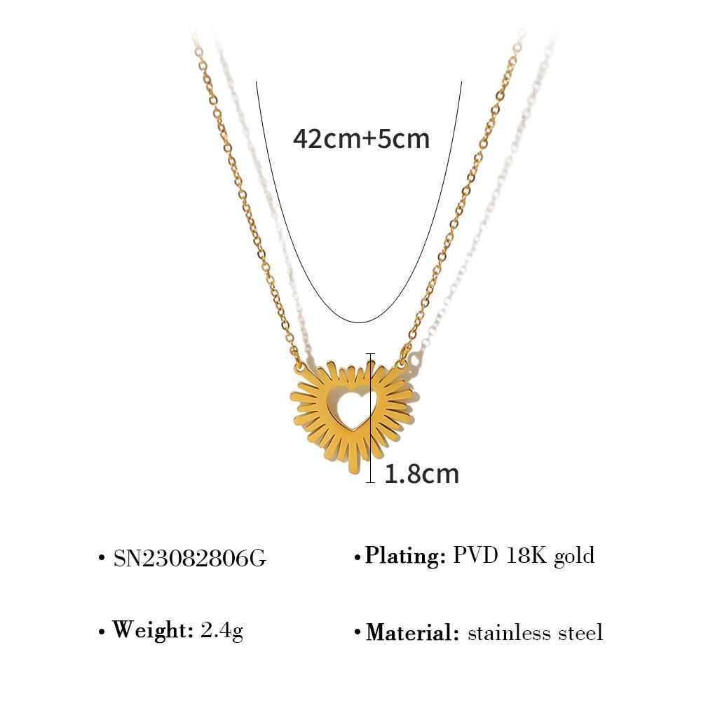 Wind Simple Sunflower Titanium Steel Women'S Short Necklace Radial Pattern Stainless Steel Necklace