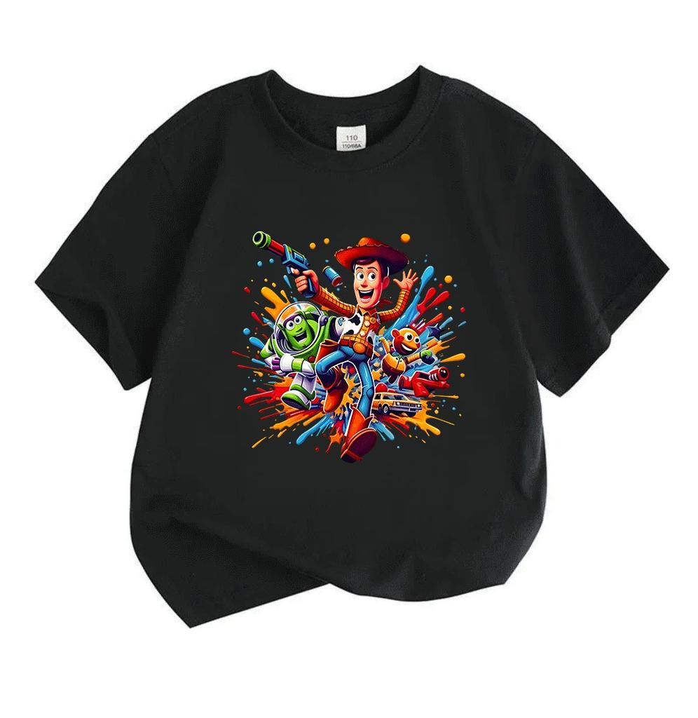 Kids Boys Girls Crew Neck Short Sleeve 100% Cotton T-Shirt, Funny Colorful Cartoon Adventure Character Print Casual Soft Tees for Children Daily Play