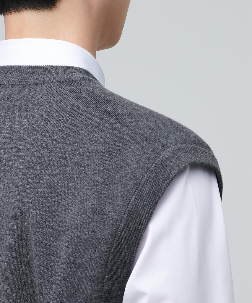 Musinsa Standard Lambswool V-Neck Knit Vest [Medium Gray]