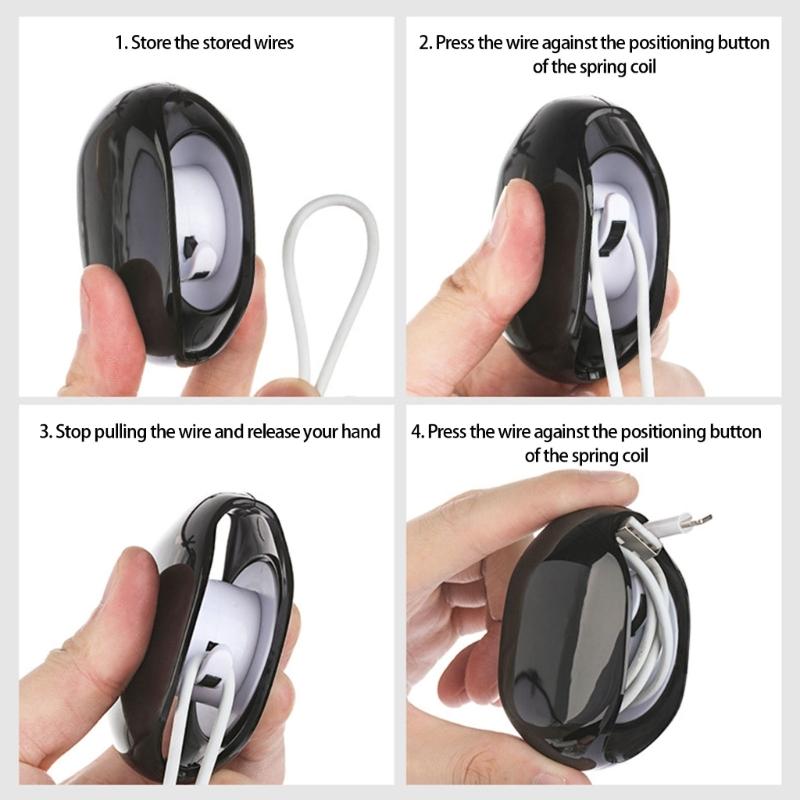 Rewinding Cable Management Case for Charging Wires Headphones Accessories Sturdy Plastic Metal Construction