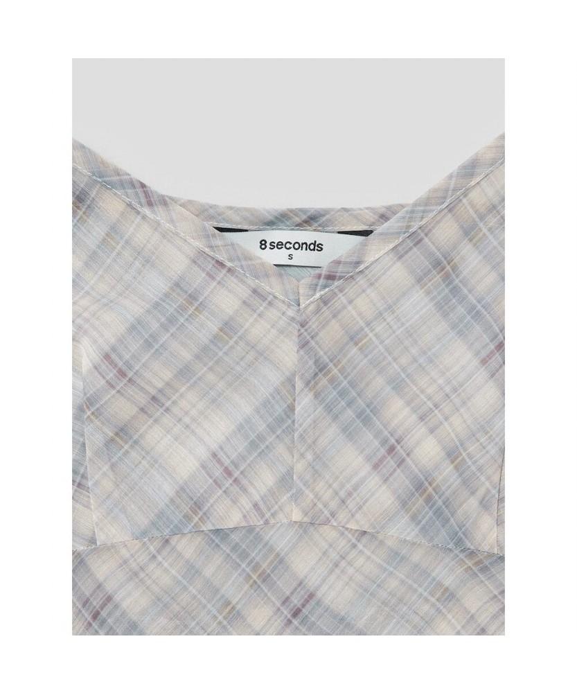 8SECONDS Check Layered Dress Beige (354971Kq1A)