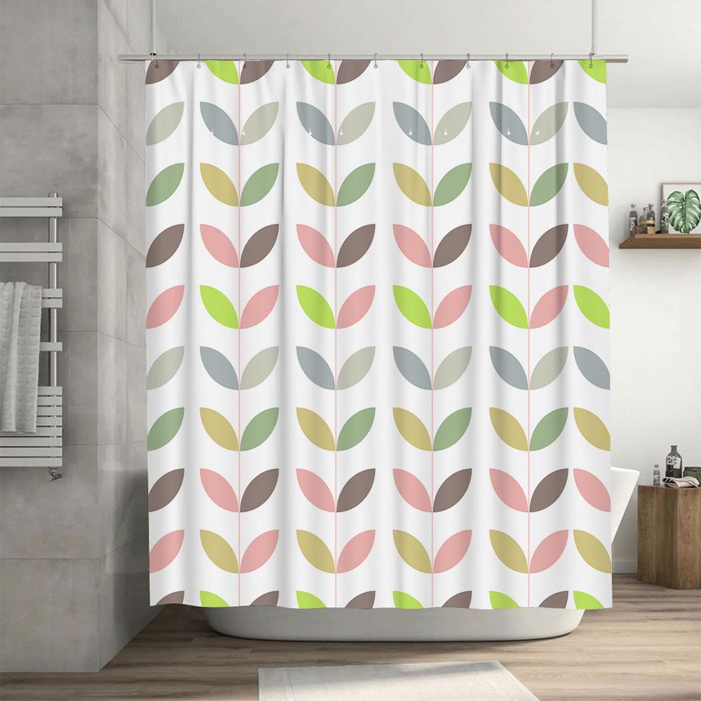 Modern Leaves Pattern Shower Curtain Water-Resistant Fabric Perfect Bathroom Decoration for Home Decorations 72 inches x 84 inch