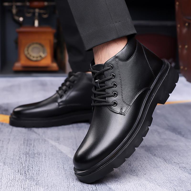 Martin Men's Shoes Autumn and Winter New  Dress Leather Shoes Men's Velvet Thermal Cotton Shoes Snow Boots