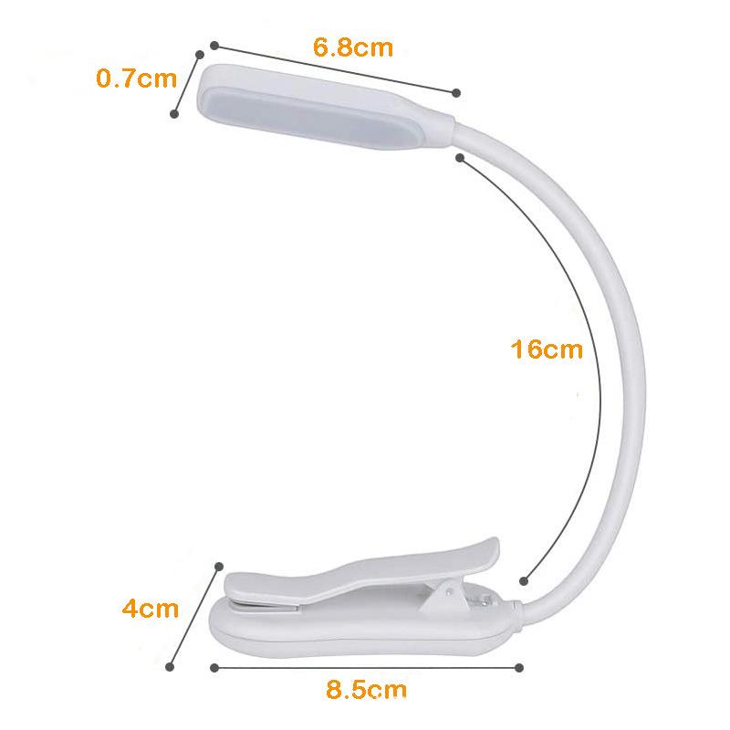 Rechargeable Book Mini 7 Led Level 3 Warm Cold White Flexible Clip-on Night On Reading