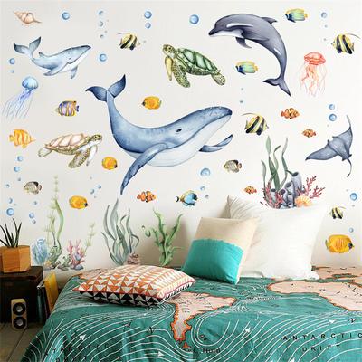 Wall Stickers Ocean Marine Deep Sea Whale Sea Turtle Stylish Wall Decals for Living DIY - Fish, Art, Life, Fish, Stickers, Dolphin, - Room, Bedroom,