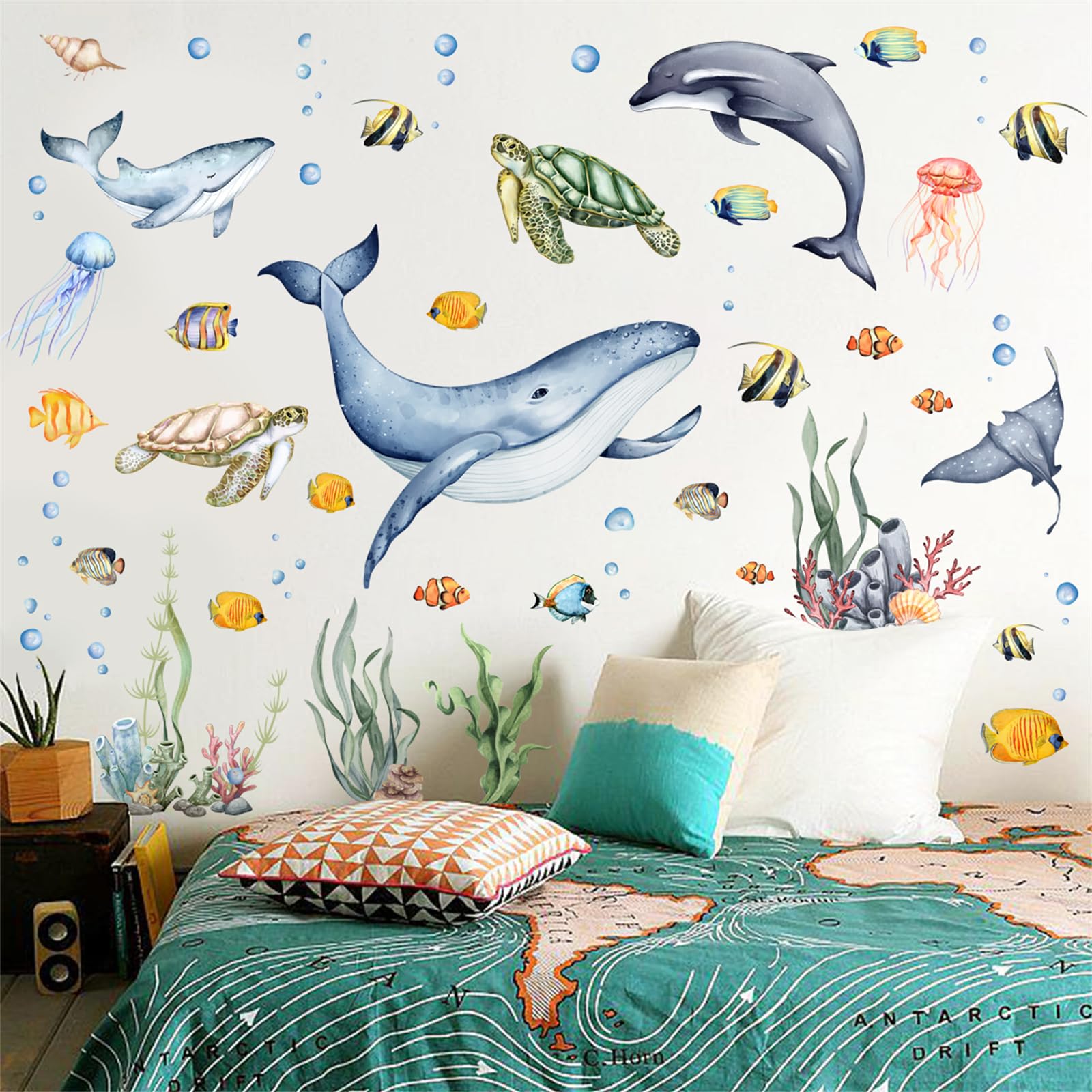 

Wall Stickers Ocean Marine Deep Sea Whale Sea Turtle Stylish Wall Decals for Living DIY - Fish, Art, Life, Fish, Stickers, Dolphin, - Room, Bedroom,