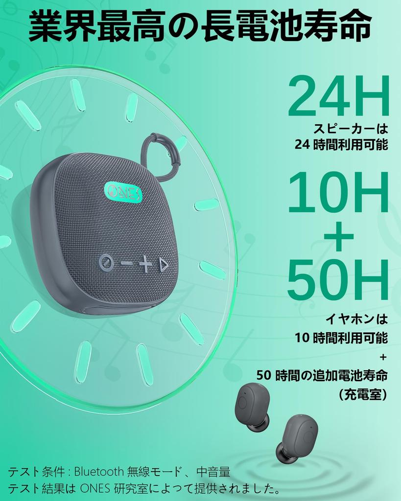 ONES MusPlay Portable Speaker with Wireless Smart 5W Loud Volume Earphone Memory Lightweight and Compact Earphones, 2-in-1 Bluetooth, Hi-Res Sound,