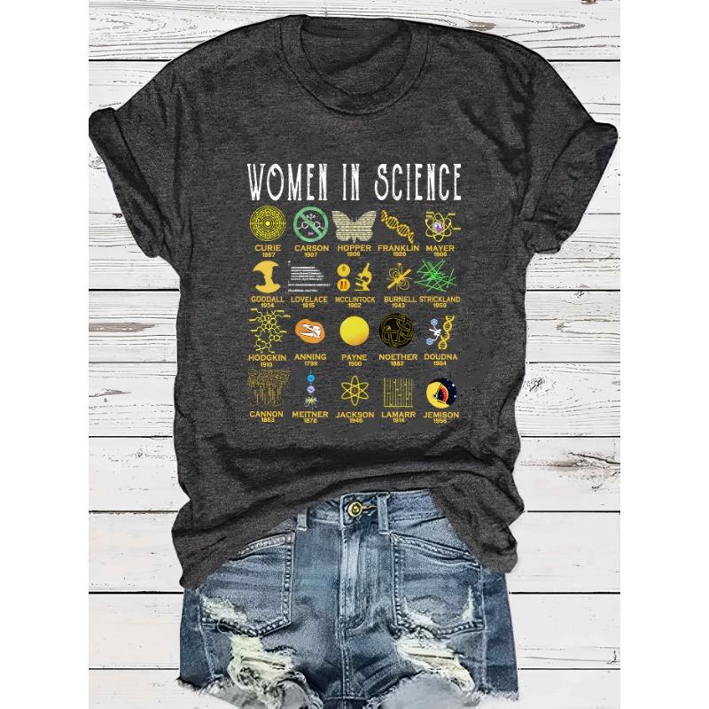 

Scientific Women Graphic T-Shirt - Casual Round Neck Short Sleeve T-Shirt S