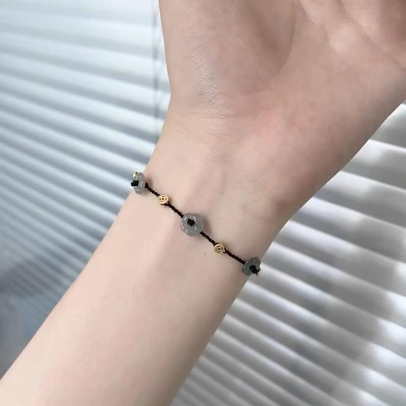 Chinese Style Simple Line Lucky Amulet Bracelet Flower Beaded Bracelet For Women Handmade Rope Bracelet Jewelry