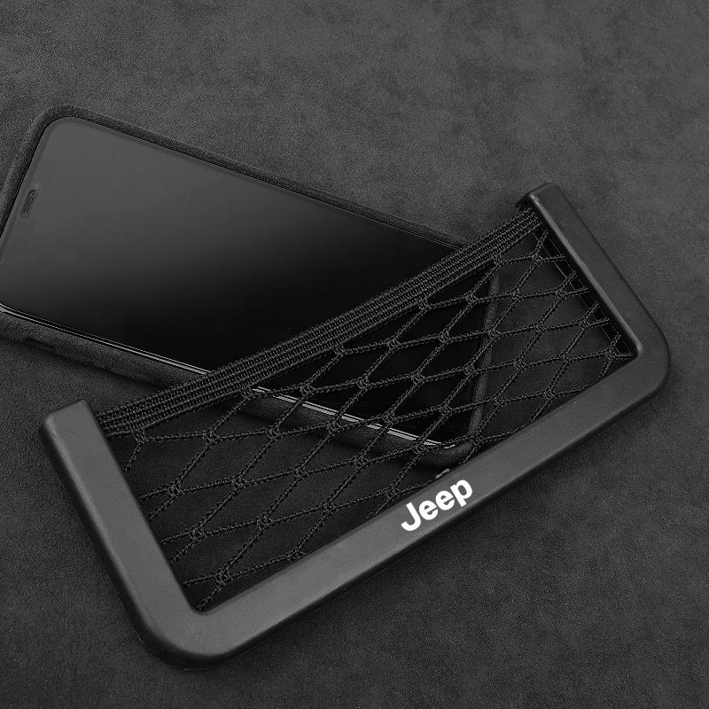 Auto Organizer Aufbewahrungstasche Auto Kleben Netztasche Handyhalter Autozubehör Für Jeep Renegade Wrangler JK JL Grand Cherokee Compass Patriot