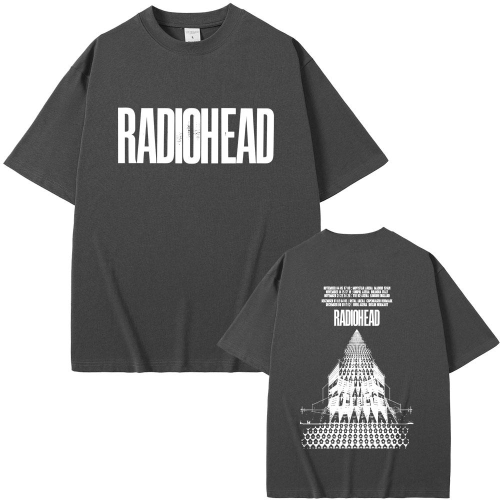 Radiohead Return To The Road European Tour Tshirt Men Hip Hop Rock Vintage T Shirt Mens Gothic Oversized Tshirts Streetwear