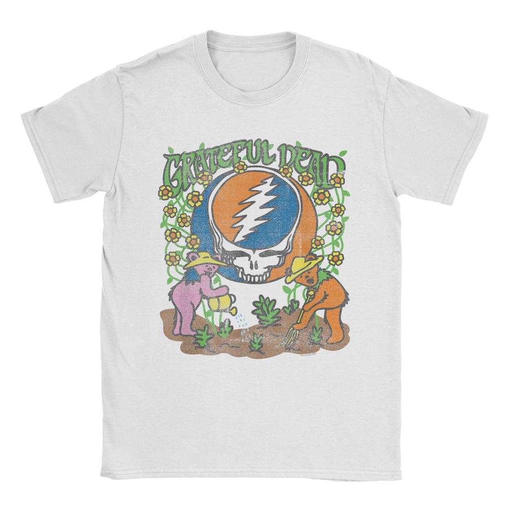 2026 Grateful Deads Gartenbären Blühendes Vintage Band T-Shirt für Herren Mode Baumwoll-T-Shirt Kurzarm T-Shirt Kleidung
