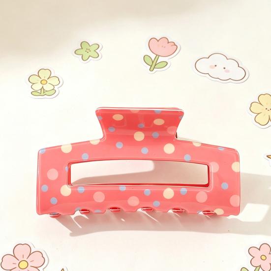 Fashion Hair Barrettes for Girls Colorful Polka Dot Claw Clip Women, Sweet Macaron Style Non-slip Shark Half Up Bun Clips Gripper Thick Hair,