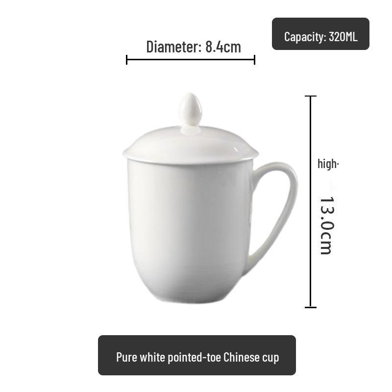 White Ceramic Bone China Tea Cup with Lid - Custom Logo for Hotel & Office