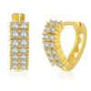 Women S Short Geometric V Shape Zircon Gold Plated Hoop Earrings