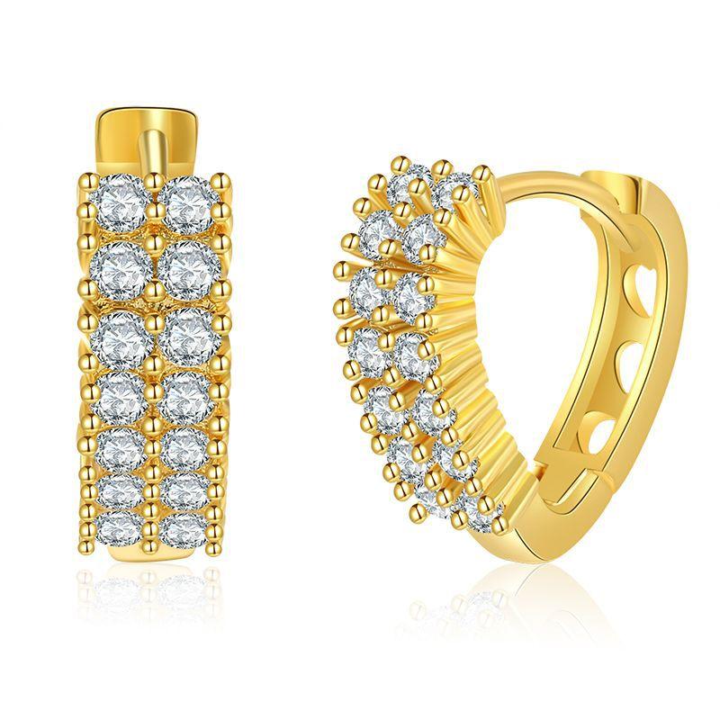 Women S Short Geometric V Shape Zircon Gold Plated Hoop Earrings