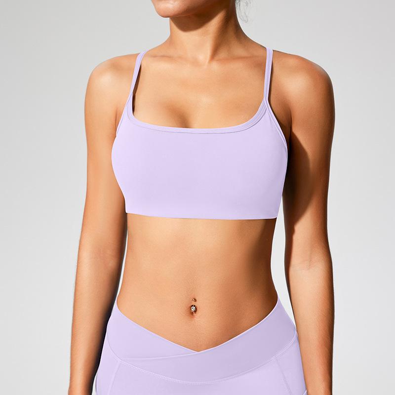 European & American Women's Yoga Clothes: Medium-Intensity Spaghetti Strap Sports Bra & Beautiful Back Camisole