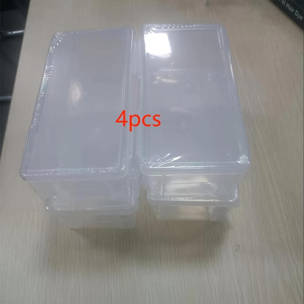 4pcs Set Large Clear Storage Boxes With Hinged Lids - Durable, Transparent Organizers For Office, School, Arts Crafts Supplies