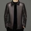 Haining is so good leather jacket spring and autumn new men's middle-aged and elderly fashion business lapel leather jacket sheepskin pattern jacket