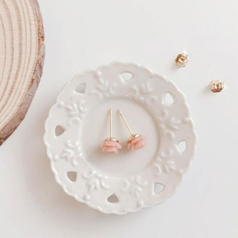 

[Handmade] Versailles Pink Rose Earrings