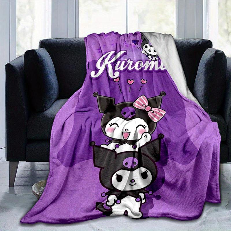 1pc, Sanrio Kuromi Home Decor: Cozy Flannel Blanket for Bedroom, Living Room & Travel, Perfect Gift! Ideal Sofa Throw, Outdoor Blanket, Car Cover, Bea