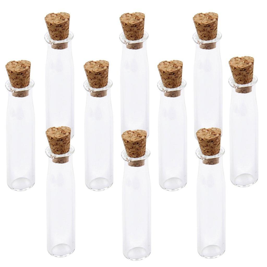 10pcs Glass Wish Bottle Clear Cylinder Mini Jar Diy Decoration For Potpourri Perfume Pendant Gift Glass Bottle With Cork