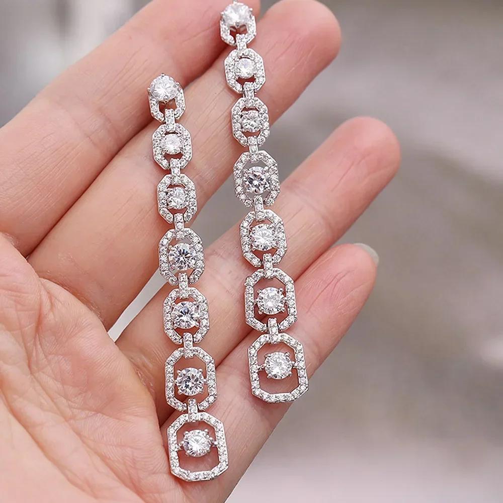 Luxury, High-End, Gorgeous Party, Water Droplet Zircon Earrings, Bride'S Wedding, Eternal And Dazzling Jewelry, Headwear