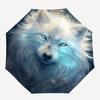 1 Stück Schnee Wolf Fantasy Automatisches Öffnungs-/Schließschirm mit faltbarem Design, Ideal für Fans, Reisende, den täglichen Gebrauch und festliche Geschenke!R087