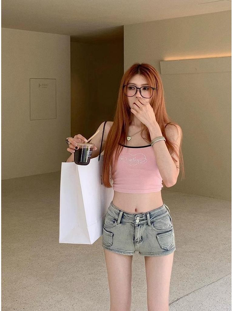 American Retro Low-Waist Spicy Girl Super Short Denim Hot Pants for Women