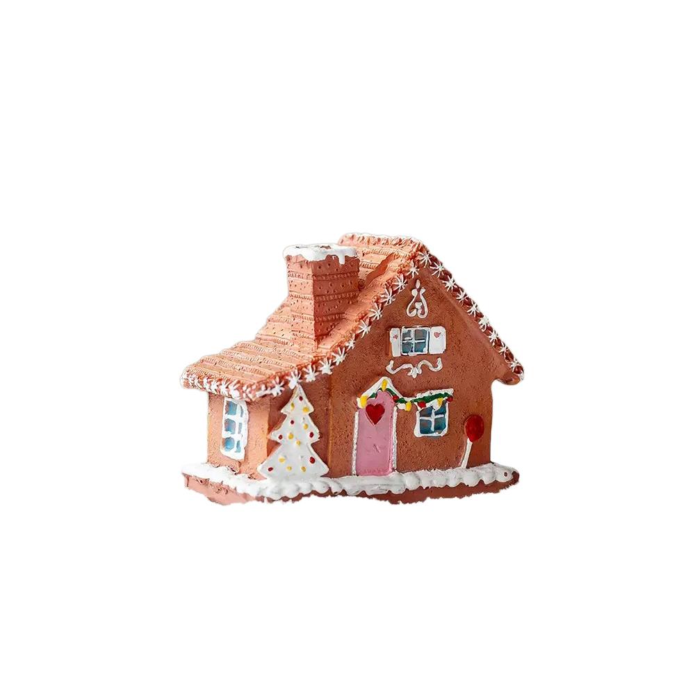 Resin Christmas Village House Decor Cute Christmas House Figurines Winter Fireplace Window Decor New Year 2025