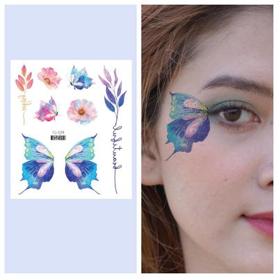 12/1 Sheets Gradient Glitter Temporary Butterfly Facial Tattoos Costume Party Face Tattoos For Women/Girls Waterproof But Easy Remove Tattoos