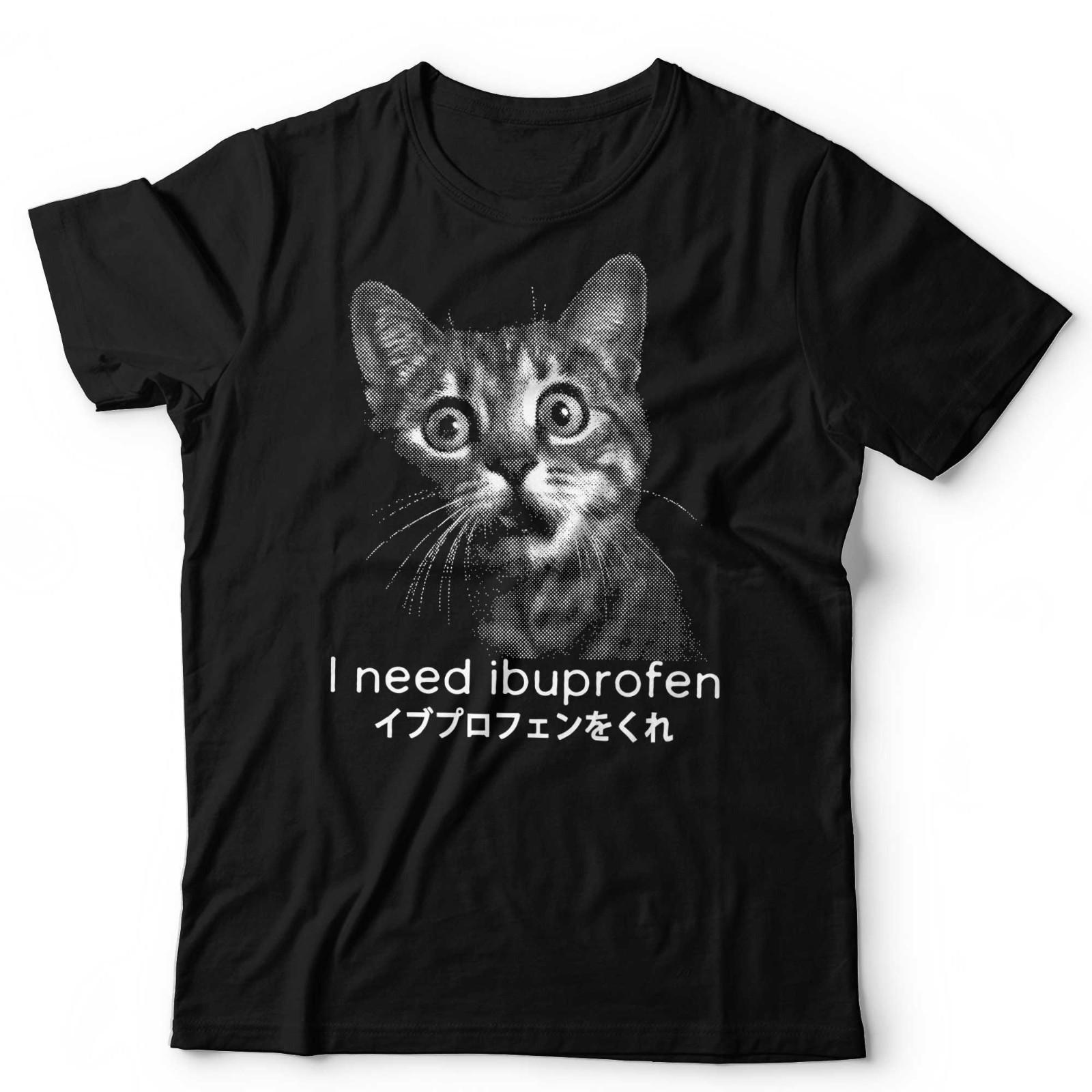 I Need Ibuprofen Cat Shirt Funny Meme Cute Kitten Graphic Tee Black Gift S разноцветный