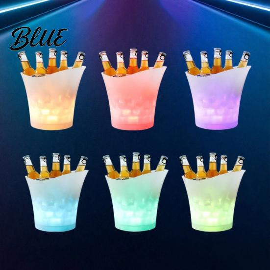 Food-grade Ice Bucket LED Light Up Bucket, Glowing Beer with Color KTV Changing Lights, Battery Powered Champagne Cooler for Bar Party Bottle