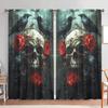 2 Panels Gothic Style Rose Skeleton Pattern Window Curtains   Half Blackout Suitable for Artistic Home Decorative Curtains