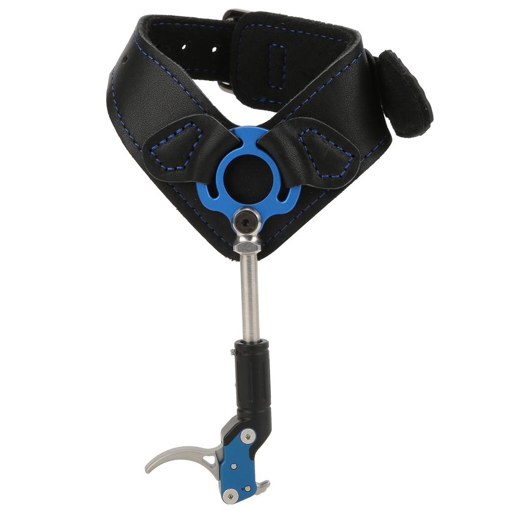 

Blue Aluminium Alloy Leather Comfortable Adjustable Length Bow Trigger Wrist Strap Archery Release