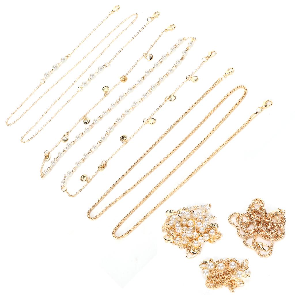 3 Stück Metall Gesichtsmaskenhalter Kette Kunstperle Muschel Anhänger Brillenkette Lanyard